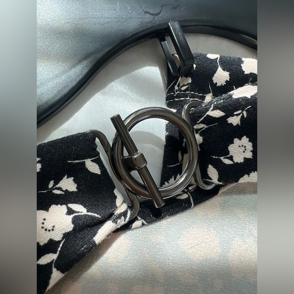 Free People Rosie Midi Dress Black White Floral Puff Sleeve Open Back Small NWT - Picture 8 of 16